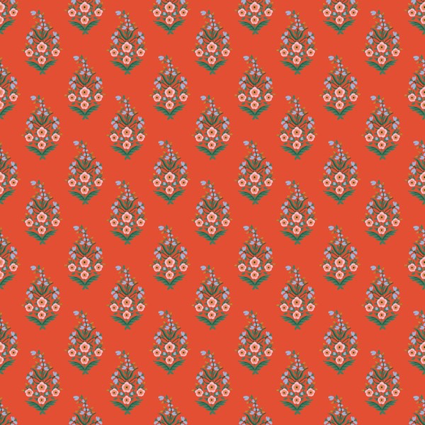 Vintage Garden Paisley - Red Metallic