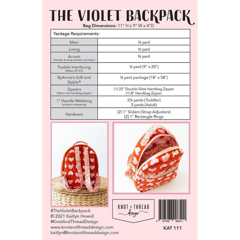 The Violet Backpack Pattern | Knot + Thread Design