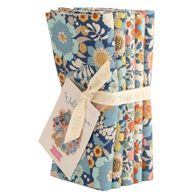 Wallflower Fat Quarter Bundle | Tilda Fabrics - Blue Colorstory 5FQs
