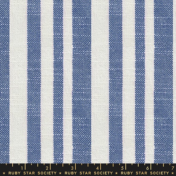 Warp and Weft Heirloom Chore Coat Woven Texture Stripe - Bluebell
