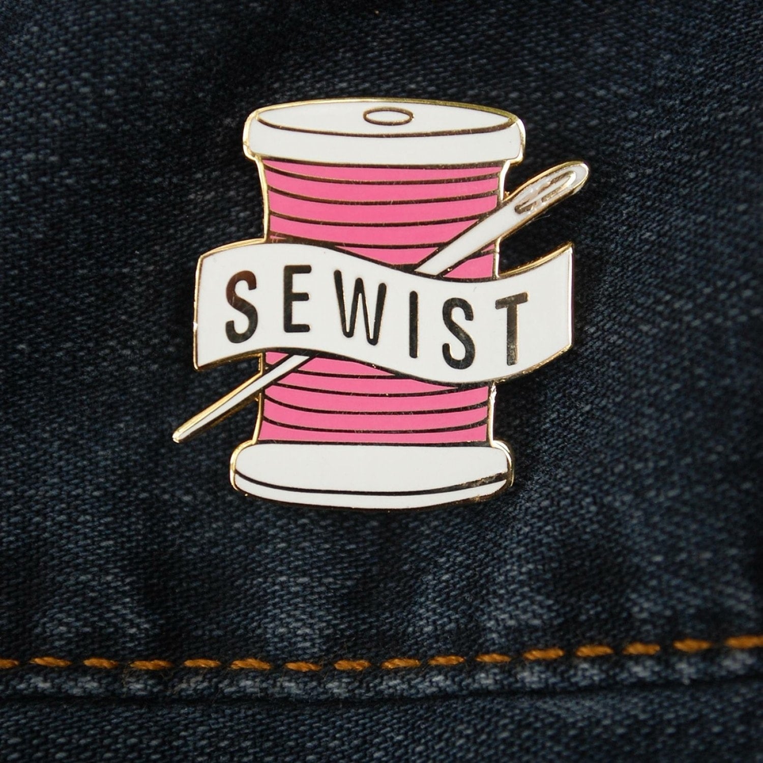 While She Naps Enamel Pins - Sewist 1" Pink