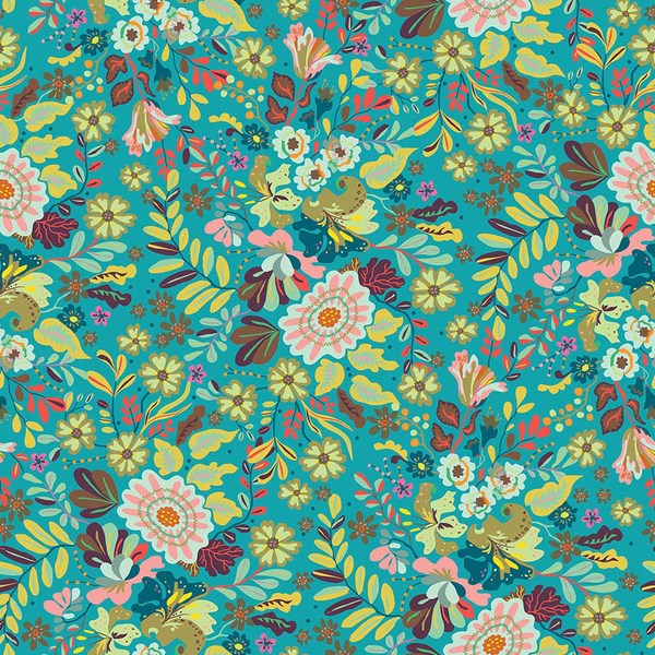 Whimsical Floral - Aqua