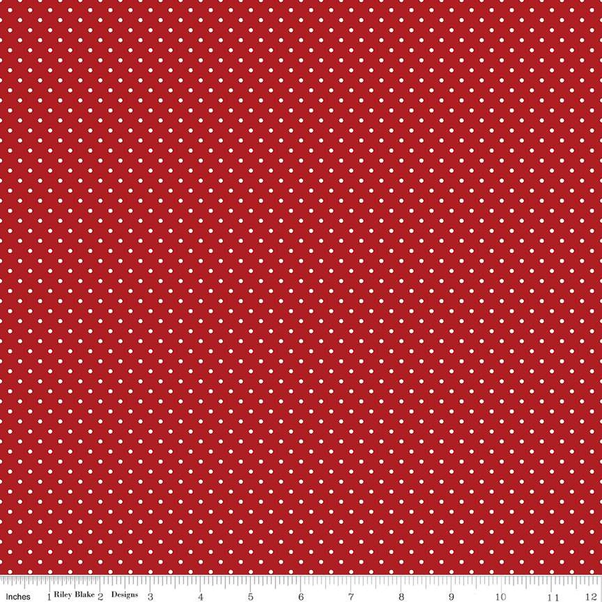 White Swiss Dots - Barn Red