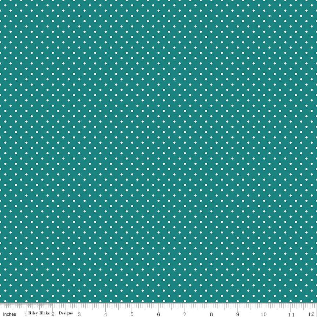 White Swiss Dots - Teal