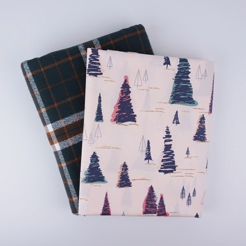 Whole Cloth Quilt Kit - Pinetree in Sparkler and Mammoth Flannel