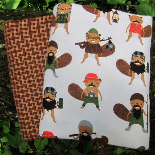 Whole Cloth Quilt Kit - Campsite Critters Burly Beavers Flannel