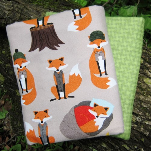 Whole Cloth Quilt Kit - Campsite Critters Camping Foxes Flannel