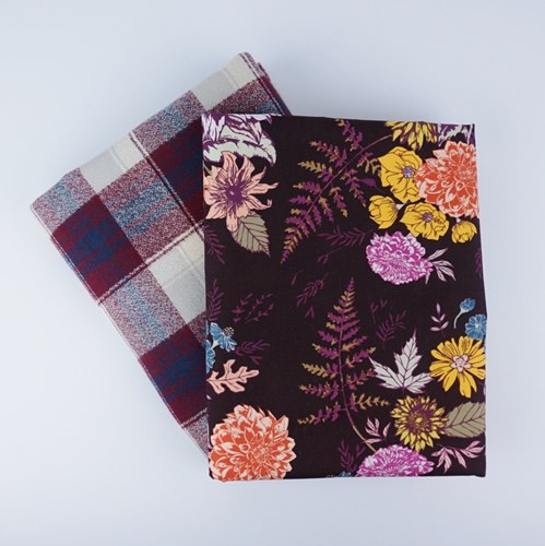 Whole Cloth Quilt Kit - Floral Glow in Cocoa and Mammoth Flannel