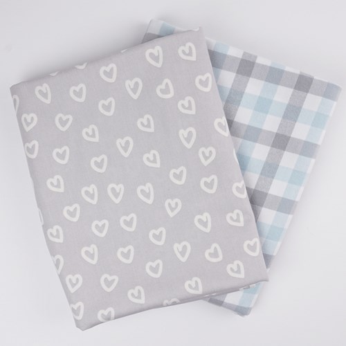 Whole Cloth Quilt Kit - Hearts and Blue Brooklyn Flannel