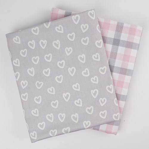 Whole Cloth Quilt Kit - Hearts and Pink Brooklyn Flannel