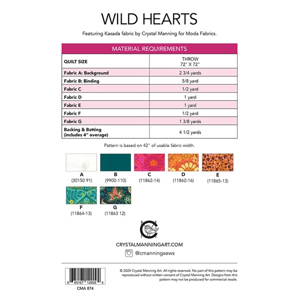 Wild Hearts Quilt Pattern by Crystal Manning