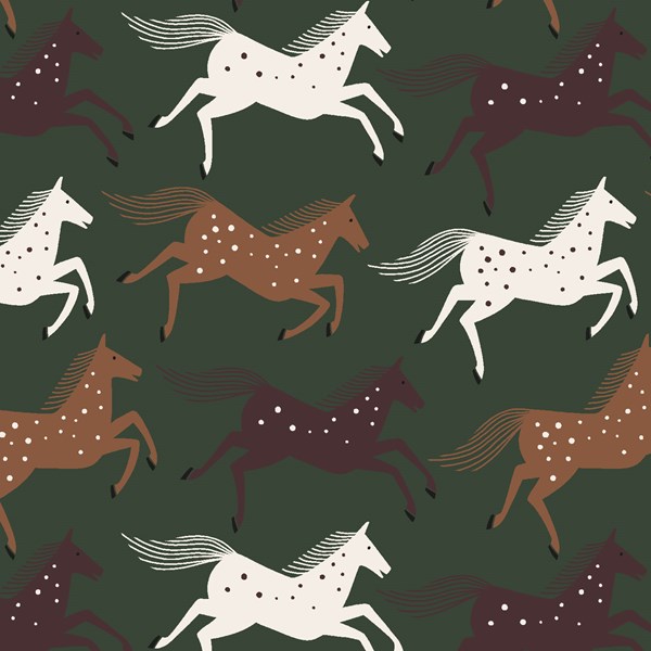 Wild Horses - Green Fields CANVAS