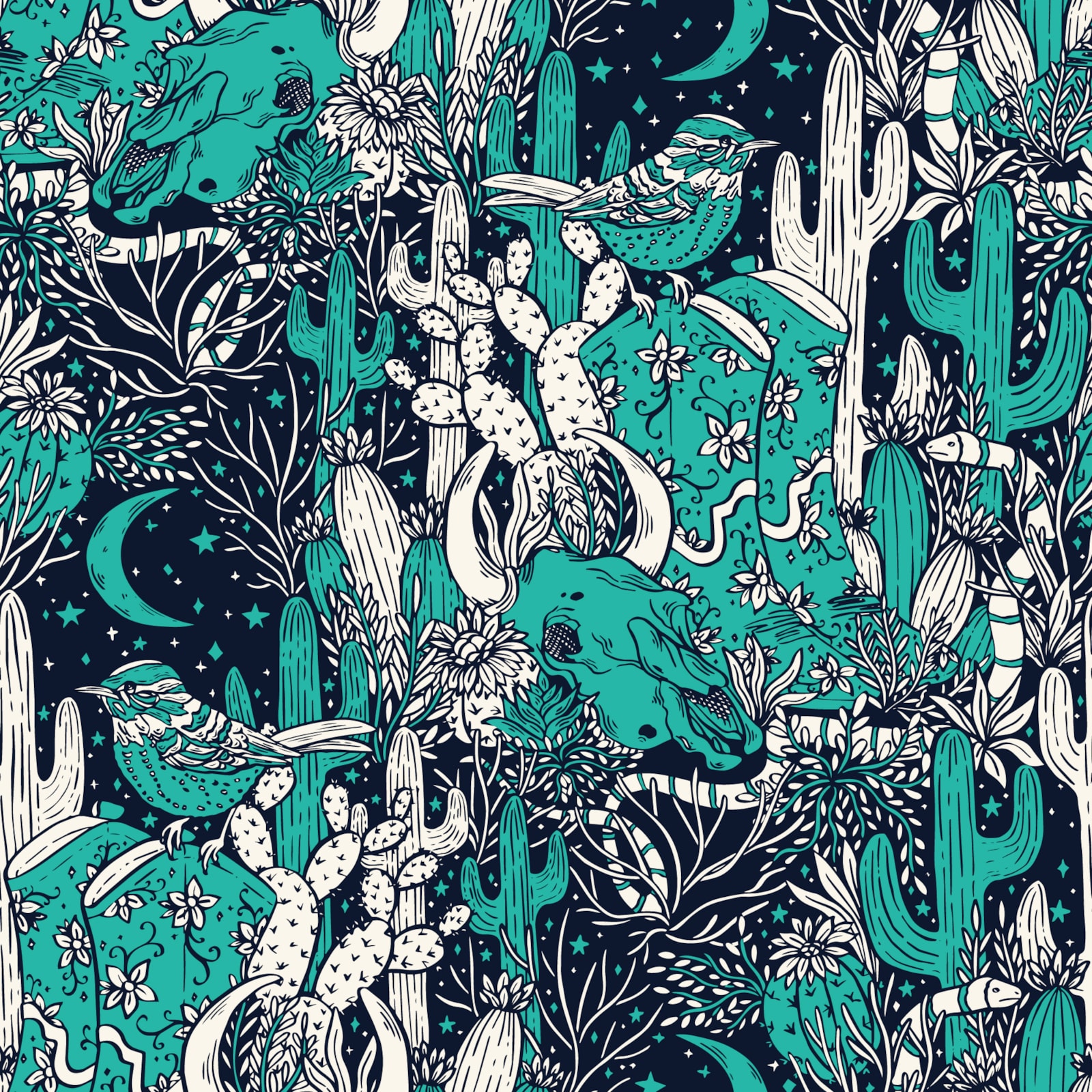 Wild West Whimsy - Navy/Turquoise