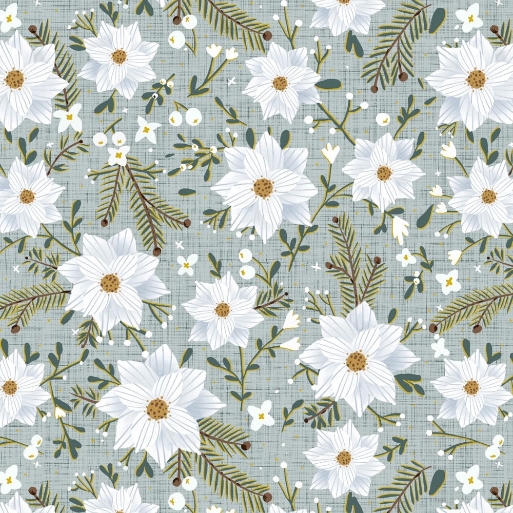 Winter Flower - Mint Metallic