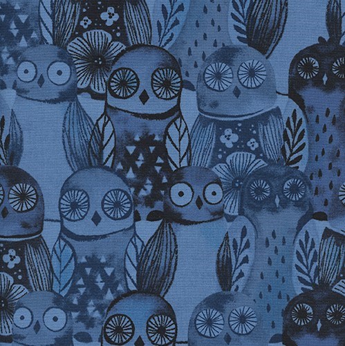 Wise Owls in Blue