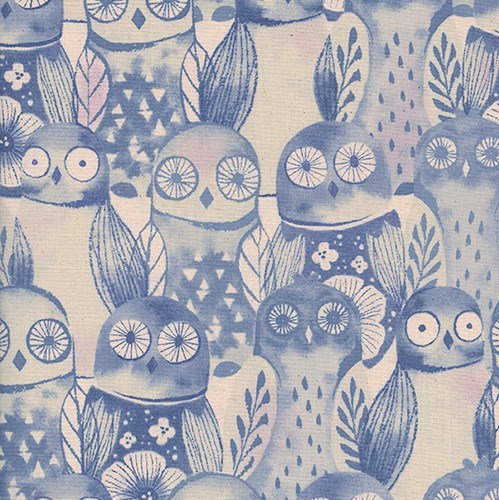 Wise Owls in Lilac UNBLEACHED QUILTING COTTON