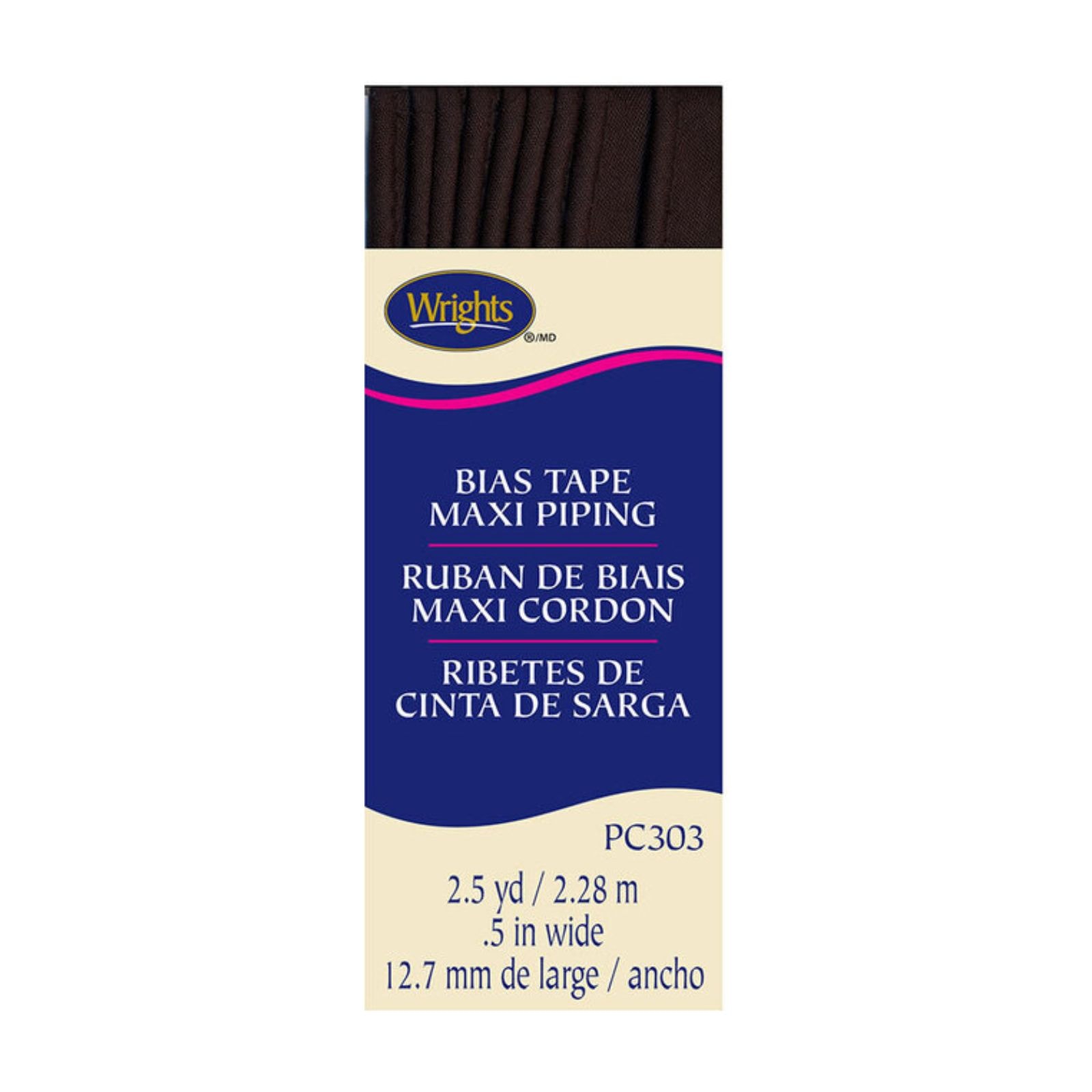 Wrights Bias Tape Maxi Piping - Seal Brown