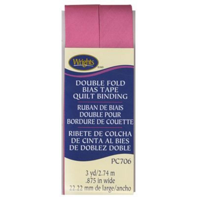 Wrights Double Fold Bias Tape Quilt Binding - Bright Pink