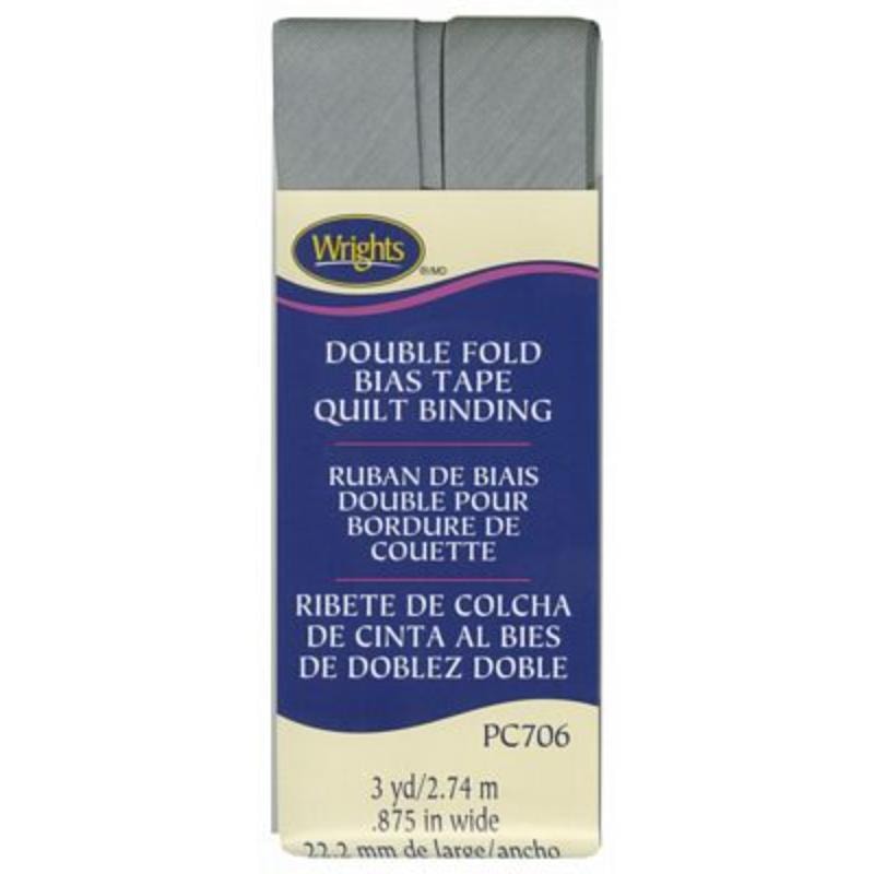 Wrights Double Fold Bias Tape Quilt Binding - Lt. Grey