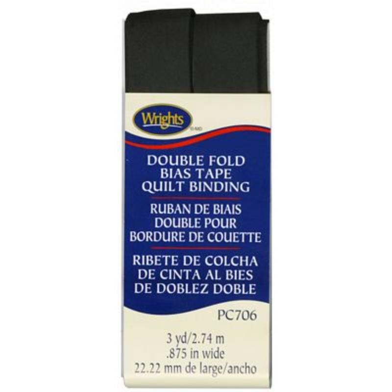 Wrights Double Fold Bias Tape Quilt Binding - Black