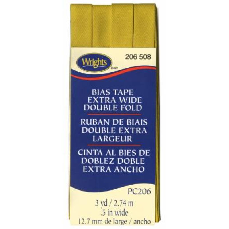 Wrights Extra Wide Double Fold Bias Tape - Mustard