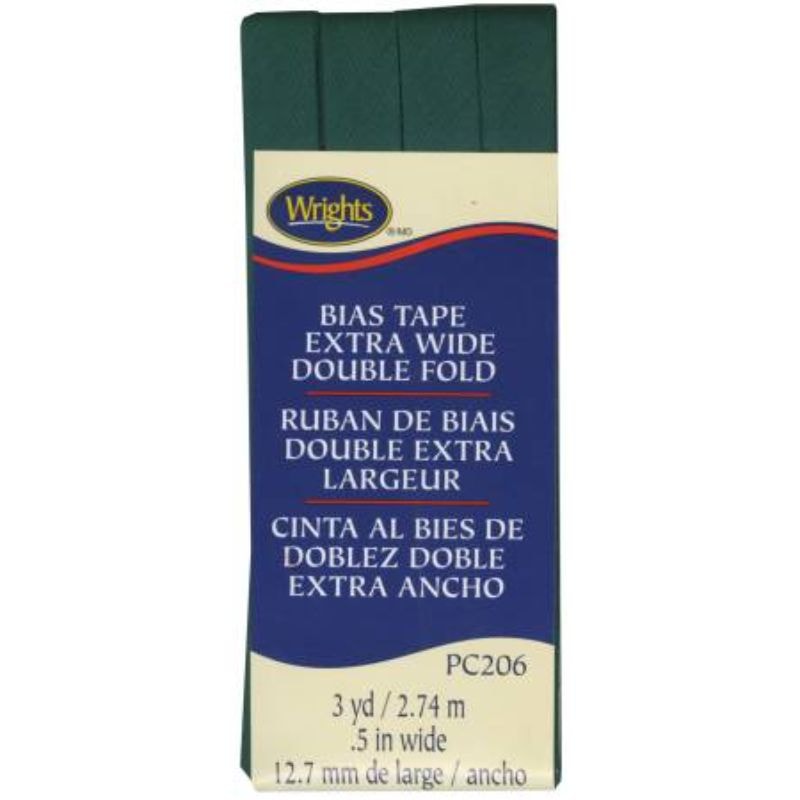 Wrights Extra Wide Double Fold Bias Tape - Jungle Green