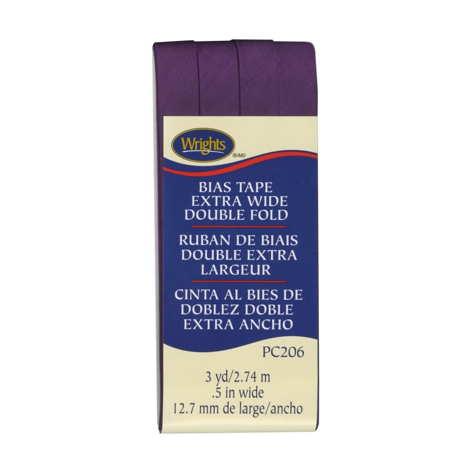 Wrights Extra Wide Double Fold Bias Tape - Plum