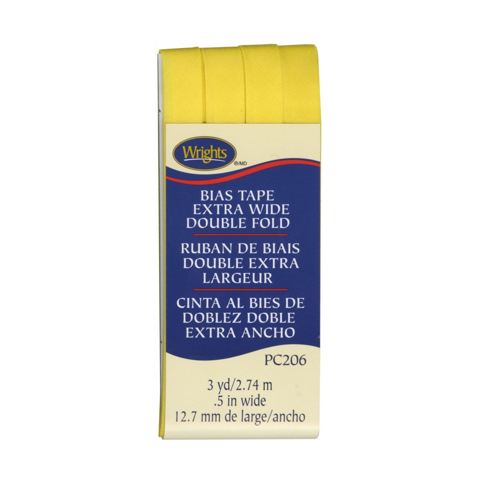 Wrights Extra Wide Double Fold Bias Tape - Canary
