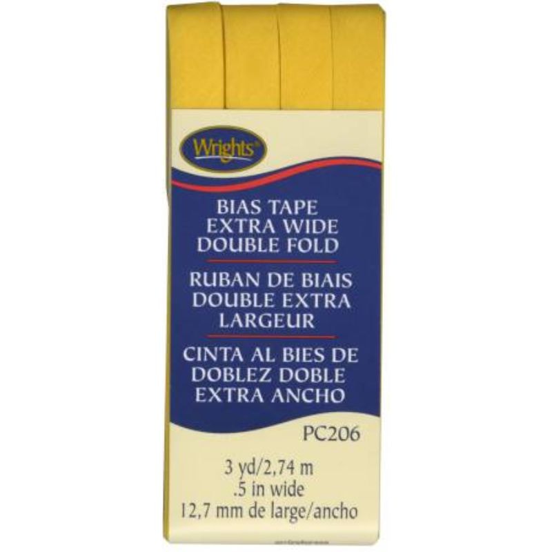 Wrights Extra Wide Double Fold Bias Tape - Yellow