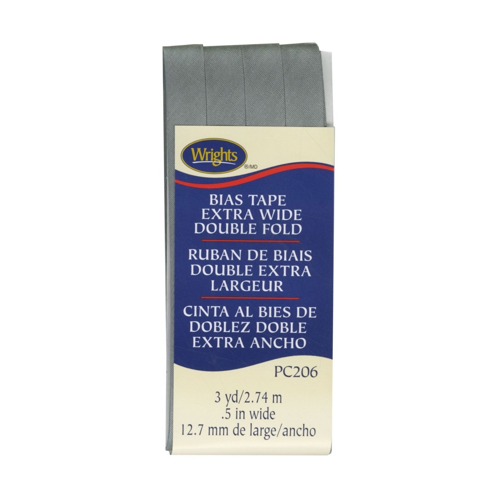 Wrights Extra Wide Double Fold Bias Tape - Light Grey