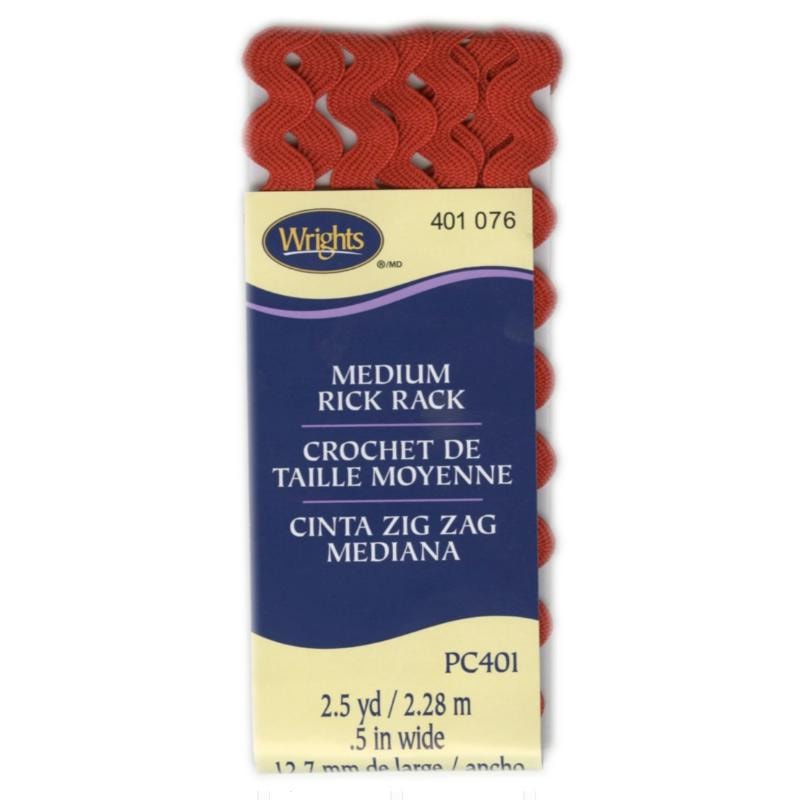 Wrights Medium Rick Rack - Scarlet