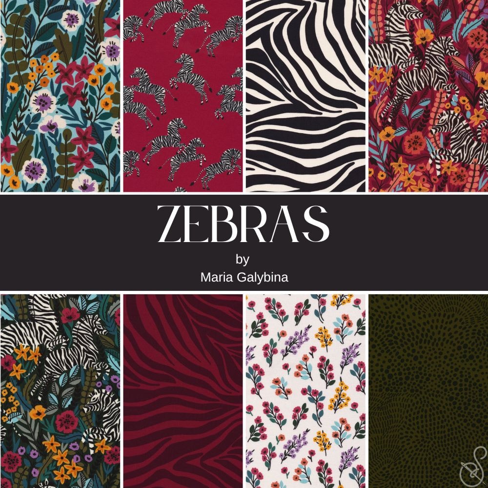 Zebras Fat Quarter Bundle | Maria Galybina | 8 FQs